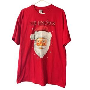 NEW Santa “He Knows” Tee Unisex XL